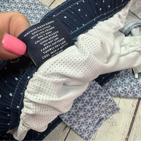 Daniel Cremieux swimwear Blue White geo print 6" Swim Trunks shorts sz L - Picture 10 of 10